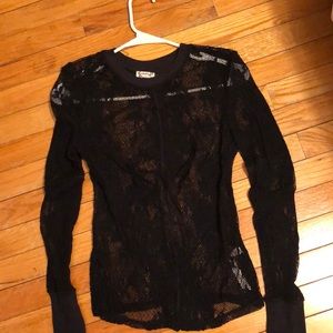 Free People Black Lace Top